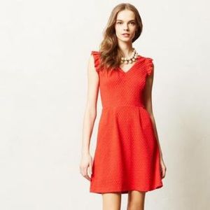 Anthropologie Red Teahouse Dress By Tabitha